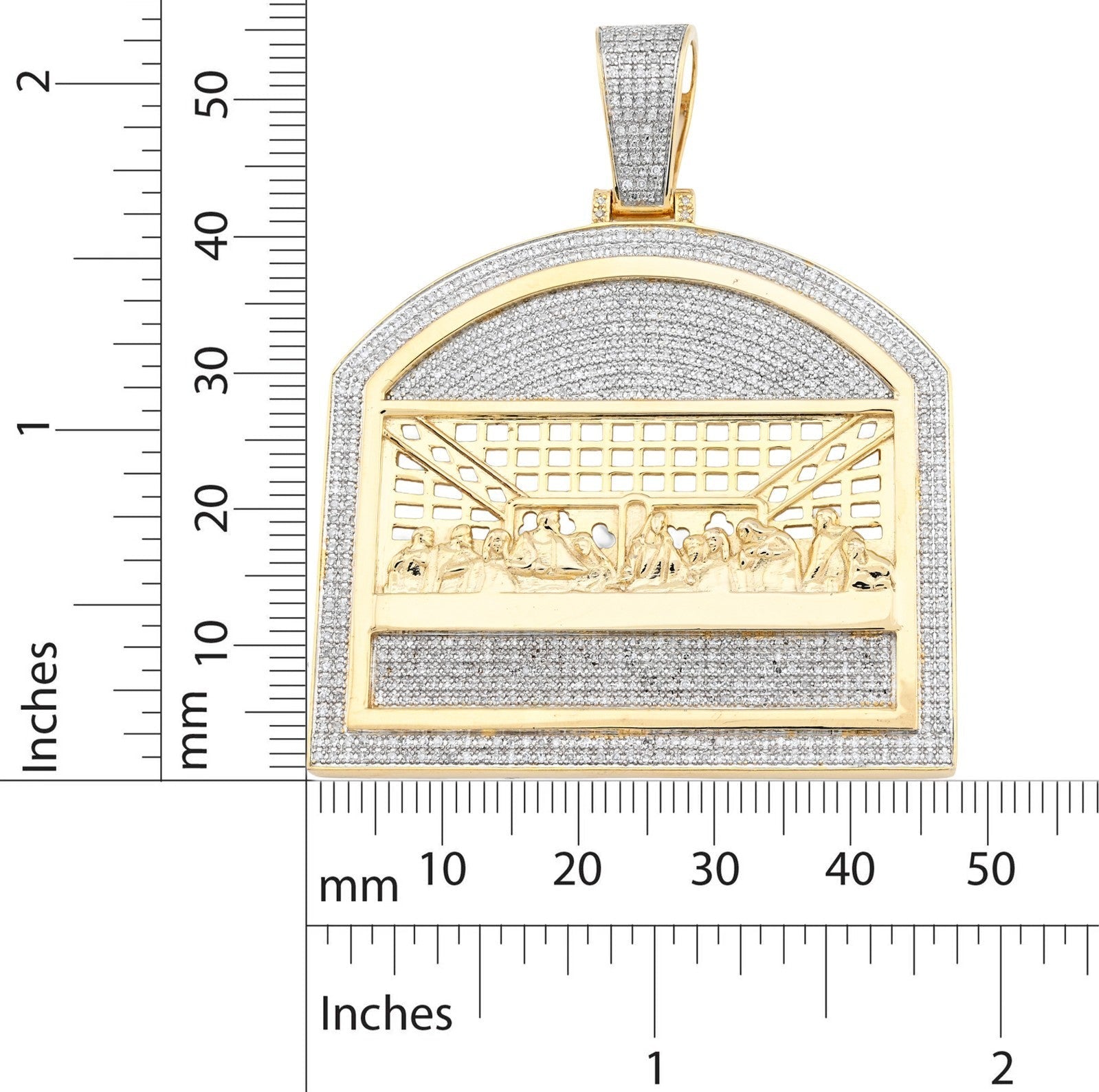 10k Yellow Gold 1.4CTW Natural Diamond Last Supper Religious Pendant 19.9g Charm - Elite Jewelers - Charms & Pendants