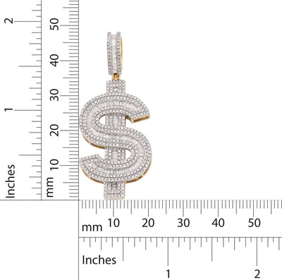 10k Yellow Gold 1.4CTW Round/Baguette Diamond Dollar $ Sign Pendant 7g Charm - Elite Jewelers - Charms & Pendants