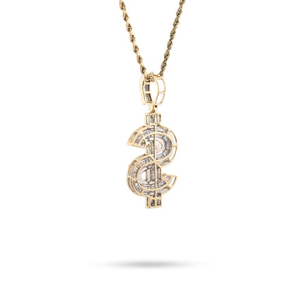 10k Yellow Gold 1.4CTW Round/Baguette Diamond Dollar $ Sign Pendant 7g Charm - Elite Jewelers - Charms & Pendants