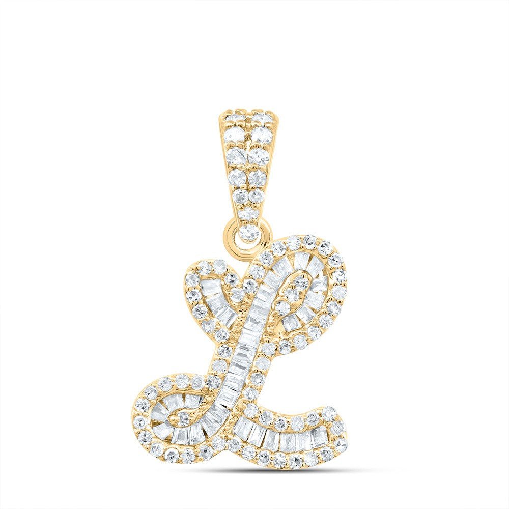 10k Yellow Gold 1.4gms 0.35CTW Natural Diamond Initial "L" Letter Pendant Charm - Elite Jewelers - Charms & Pendants