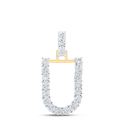 10k Yellow Gold 1.51gms 0.1CTW Natural Diamond Initial "U" Letter Pendant Charm - Elite Jewelers - Charms & Pendants