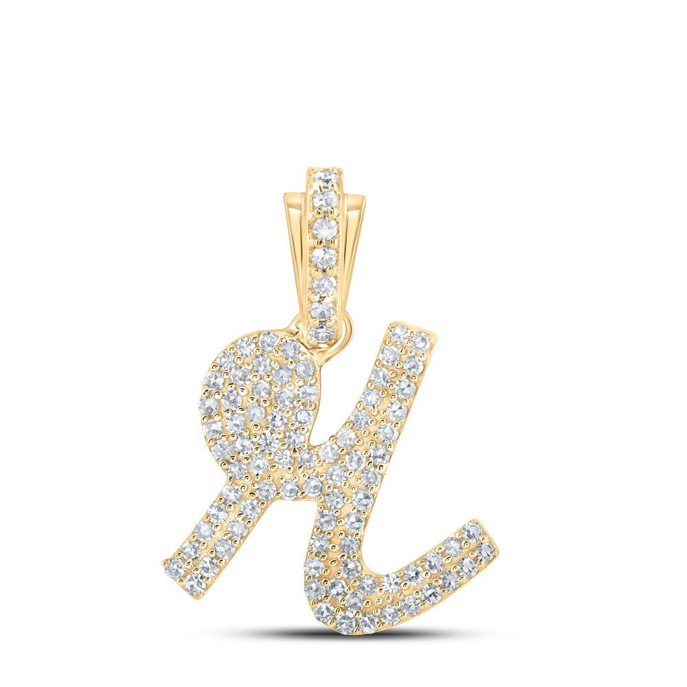 10k Yellow Gold 1.52g 0.37CTW Natural Diamond Initial "R" Pendant Alphabet Charm - Elite Jewelers - Charms & Pendants