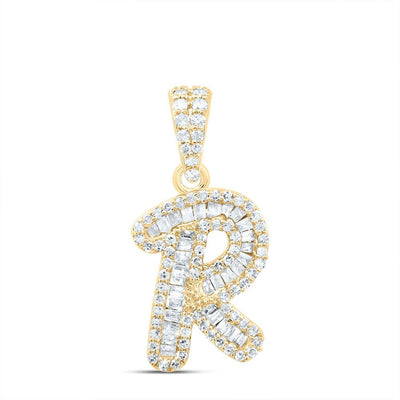 10k Yellow Gold 1.53gms 0.36CTW Natural Diamond Initial "R" Letter Pendant Charm - Elite Jewelers - Charms & Pendants
