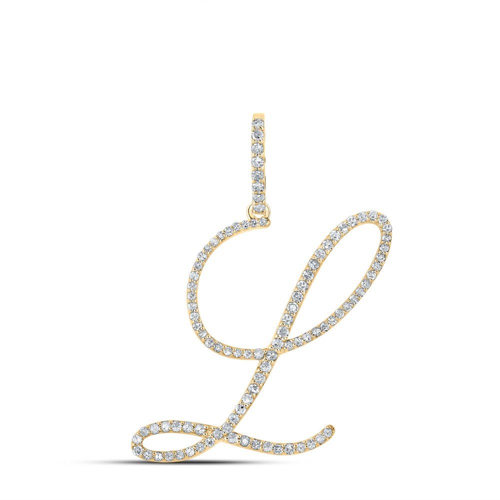 10k Yellow Gold 1.54g 0.49CTW Natural Diamond Initial "L" Pendant Alphabet Charm - Elite Jewelers - Charms & Pendants