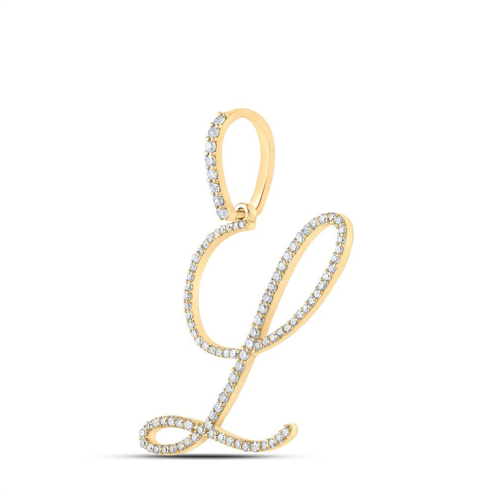 10k Yellow Gold 1.54g 0.49CTW Natural Diamond Initial "L" Pendant Alphabet Charm - Elite Jewelers - Charms & Pendants