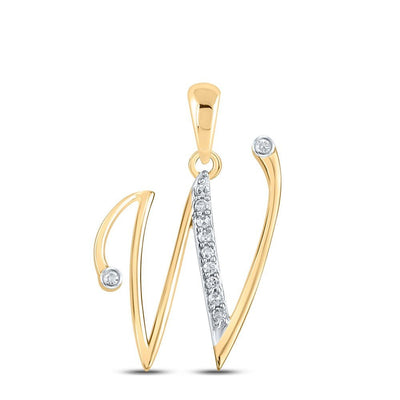 10k Yellow Gold 1.54gms 0.08CTW Natural Diamond Initial "W" Letter Pendant Charm - Elite Jewelers - Charms & Pendants