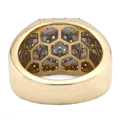 10K Yellow Gold 1.55CT Cluster Centre 4 Row Edge Baguette Natural Diamond Men Pinky Ring - Elite Jewelers - Rings