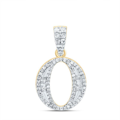 10k Yellow Gold 1.55g 0.25CTW Natural Diamond Initial "O" Baguette Pendant Charm - Elite Jewelers - Charms & Pendants