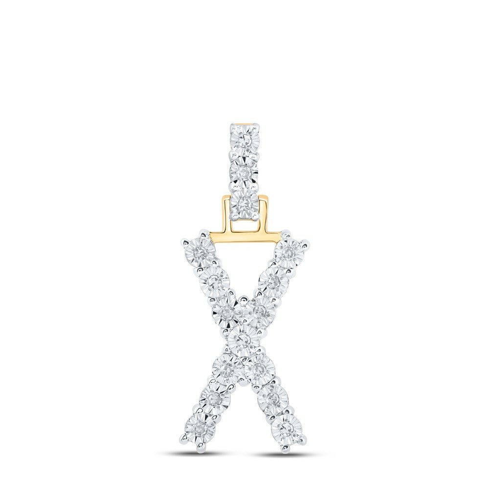 10k Yellow Gold 1.56gms 0.08CTW Natural Diamond Initial "X" Letter Pendant Charm - Elite Jewelers - Charms & Pendants