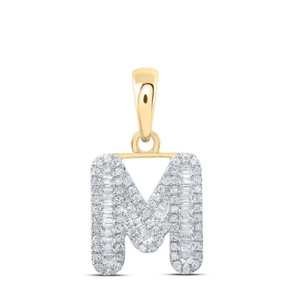 10k Yellow Gold 1.59gms 0.4CTW Natural Diamond Initial "M" Letter Pendant Charm - Elite Jewelers - Charms & Pendants