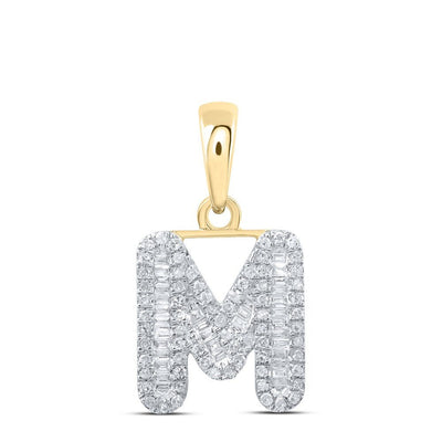 10k Yellow Gold 1.59gms 0.4CTW Natural Diamond Initial "M" Letter Pendant Charm - Elite Jewelers - Charms & Pendants