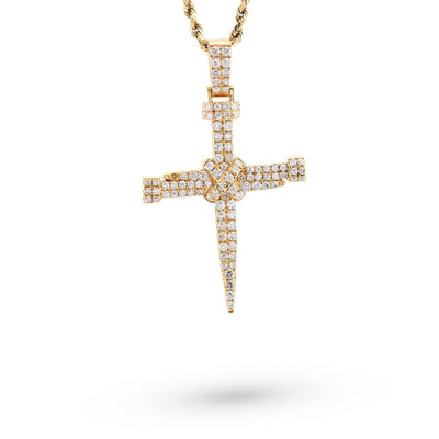 10K Yellow Gold 1.5CT Nail Cross Pendant Natural Diamond Men Women Charm 49.5MM - Elite Jewelers - Charms & Pendants