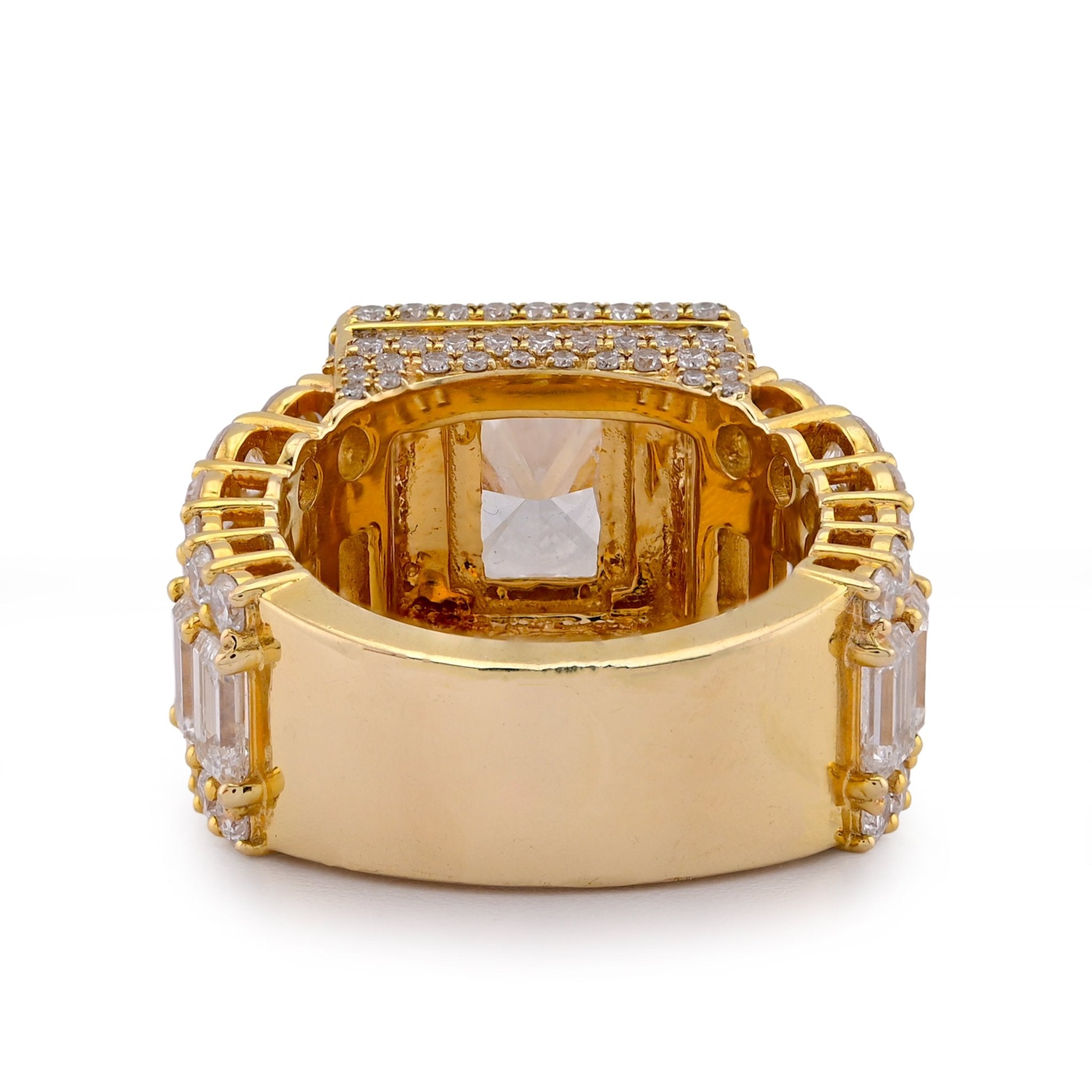 10K Yellow Gold 15CT Radiant Centre Radiant/Round Lab Diamond Men Pinky Ring - Elite Jewelers-Rings