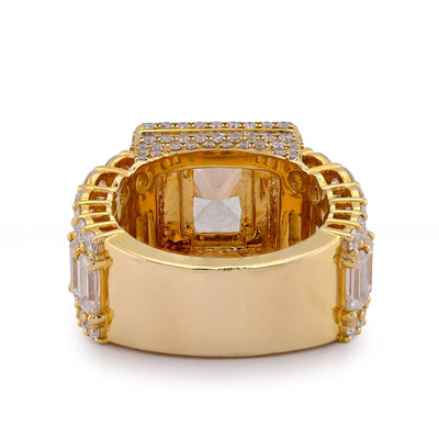 10K Yellow Gold 15CT Radiant Centre Radiant/Round Lab Diamond Men Pinky Ring - Elite Jewelers-Rings