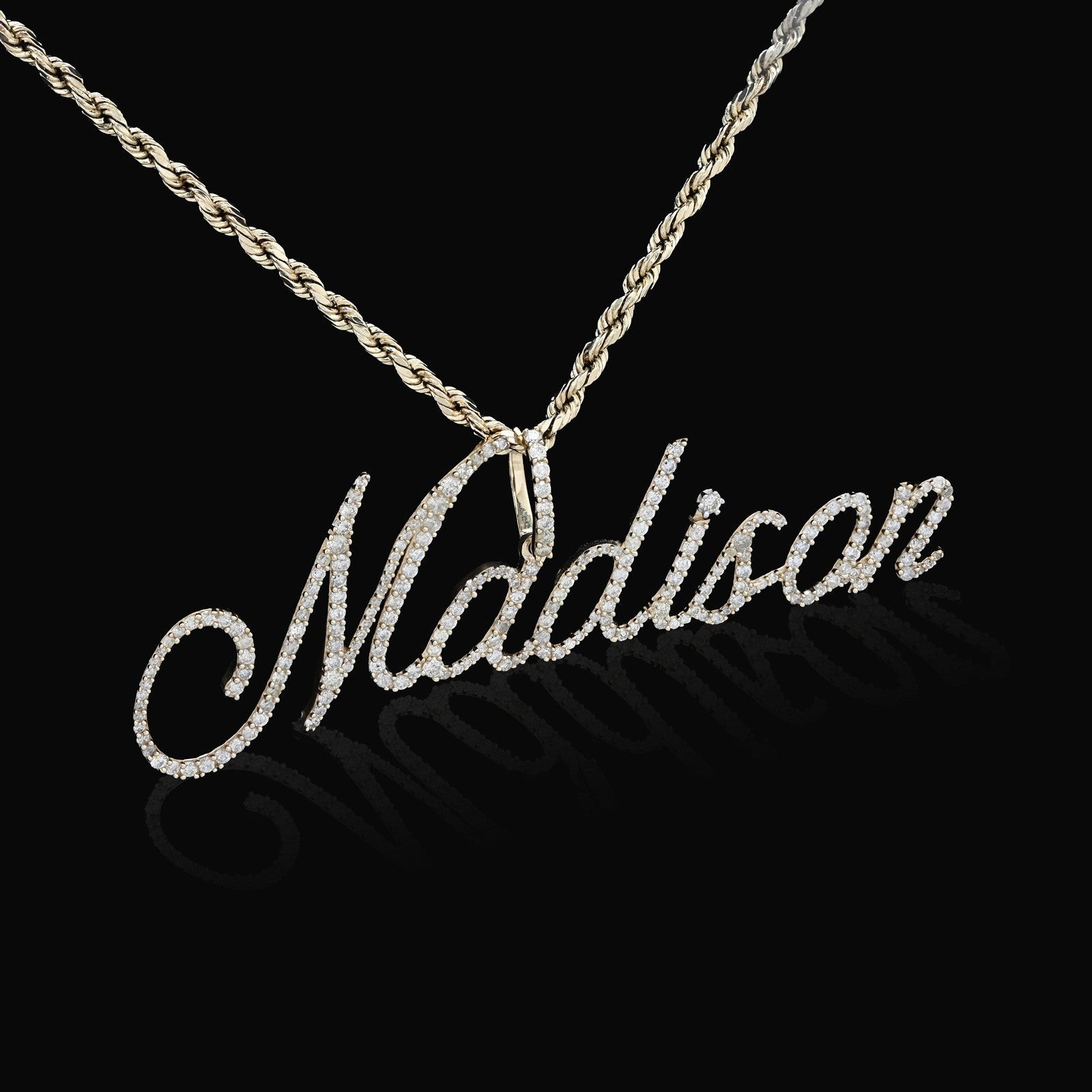 10k Yellow Gold 1.5CTW Natural Diamond Custom "Madison" Name Pendant 5g Charm - Elite Jewelers - Charms & Pendants