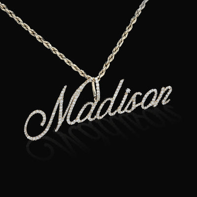 10k Yellow Gold 1.5CTW Natural Diamond Custom "Madison" Name Pendant 5g Charm - Elite Jewelers - Charms & Pendants