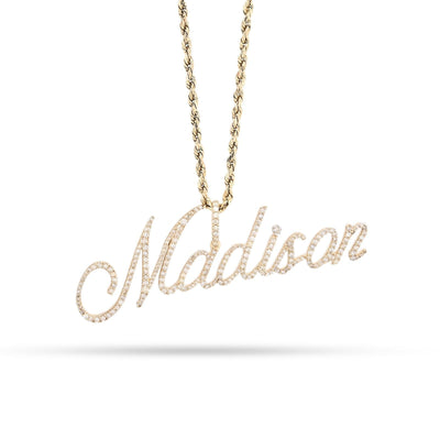 10k Yellow Gold 1.5CTW Natural Diamond Custom "Madison" Name Pendant 5g Charm - Elite Jewelers - Charms & Pendants