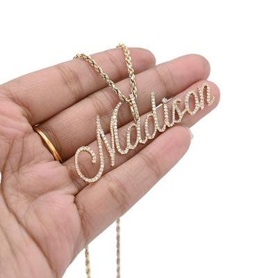 10k Yellow Gold 1.5CTW Natural Diamond Custom "Madison" Name Pendant 5g Charm - Elite Jewelers - Charms & Pendants