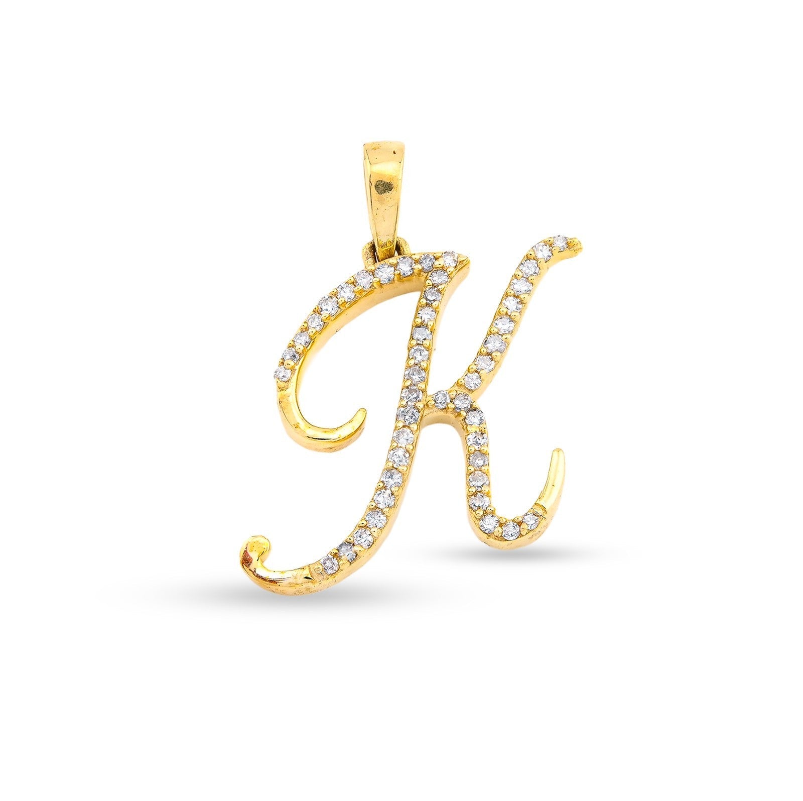 10k Yellow Gold 1.5g 0.16CTW Natural Diamond Initial "K" Letter Pendant Charm - Elite Jewelers - Charms & Pendants