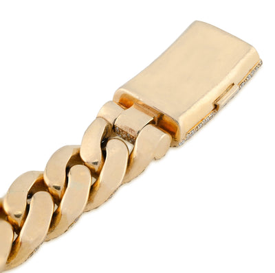 10K Yellow Gold 15MM 22CT Natural Diamond Round Cuban Link 131.2g Men Bracelet - Elite Jewelers - Bracelets