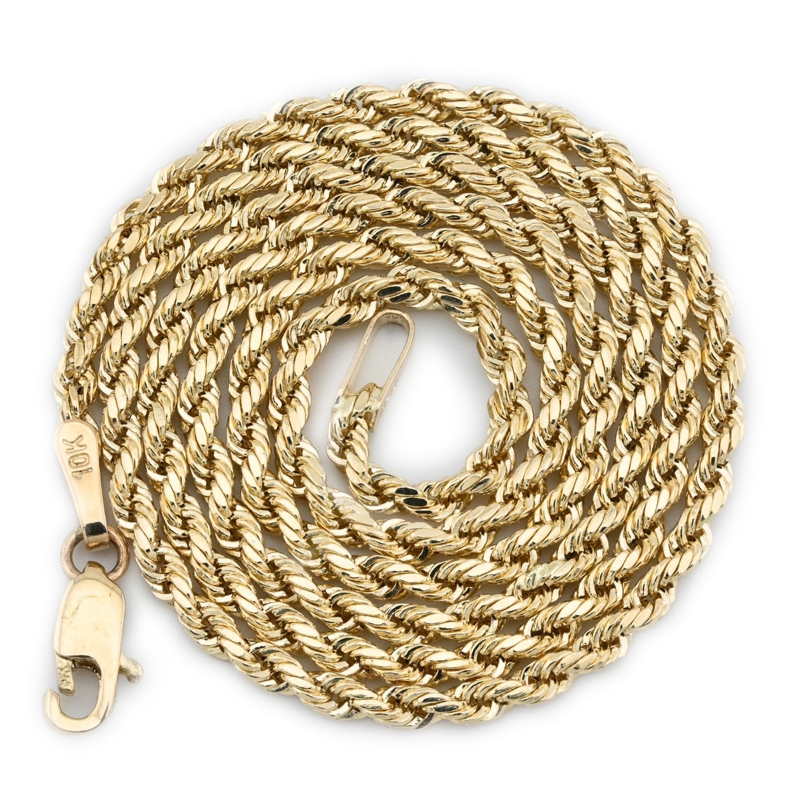 10k Yellow Gold 1.5MM Diamond Cut Rope Chain Necklace Mens Womens 20 Inches - Elite Jewelers - Necklaces & Chains