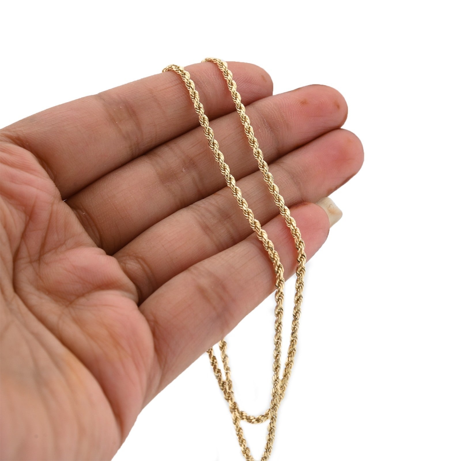 10k Yellow Gold 1.5MM Diamond Cut Rope Chain Necklace Mens Womens 20 Inches - Elite Jewelers - Necklaces & Chains
