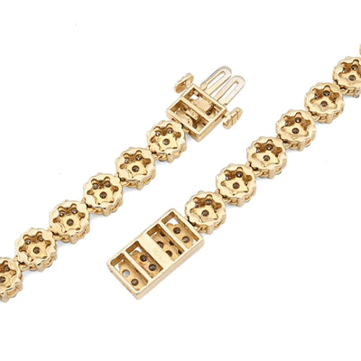10k Yellow Gold 16 CTW Natural Diamond 6MM Flower Setting Tennis Chain 49.9gms - Elite Jewelers - Necklaces & Chains