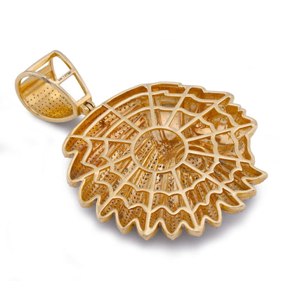 10K Yellow Gold 1.60CT American Indian Face Pendant Natural Diamond Charm - Elite Jewelers-Charms & Pendants