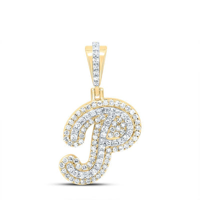 10k Yellow Gold 1.63gms 0.36CTW Natural Diamond Initial "P" Letter Pendant Charm - Elite Jewelers - Charms & Pendants