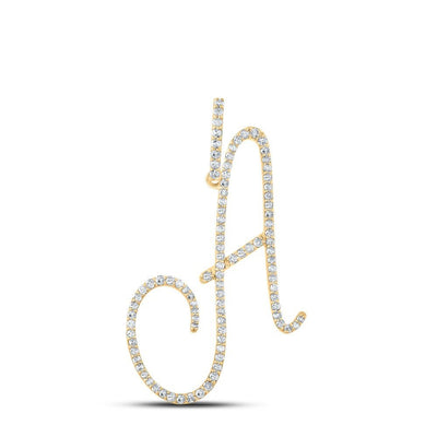 10k Yellow Gold 1.64g 0.52CTW Natural Diamond Initial "A" Pendant Alphabet Charm - Elite Jewelers - Charms & Pendants