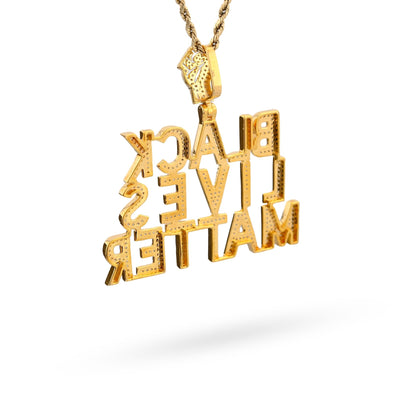 10K Yellow Gold 1.65CT Natural Diamond "BLACK LIVES MATTER" Men Pendant Women - Elite Jewelers - Charms & Pendants