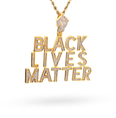 10K Yellow Gold 1.65CT Natural Diamond "BLACK LIVES MATTER" Men Pendant Women - Elite Jewelers - Charms & Pendants