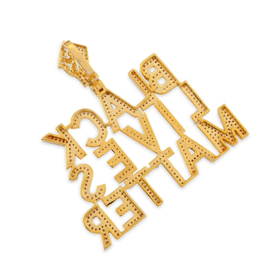 10K Yellow Gold 1.65CT Natural Diamond "BLACK LIVES MATTER" Men Pendant Women - Elite Jewelers - Charms & Pendants
