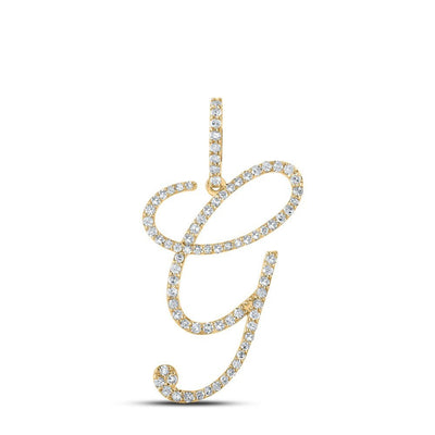 10k Yellow Gold 1.66g 0.56CTW Natural Diamond Initial "G" Pendant Alphabet Charm - Elite Jewelers - Charms & Pendants