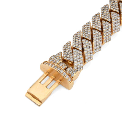 10K Yellow Gold 16.83CT Natural Diamond 92.30g 16MM Snake Cuban Link Men Bracelet 8" - Elite Jewelers - Bracelets