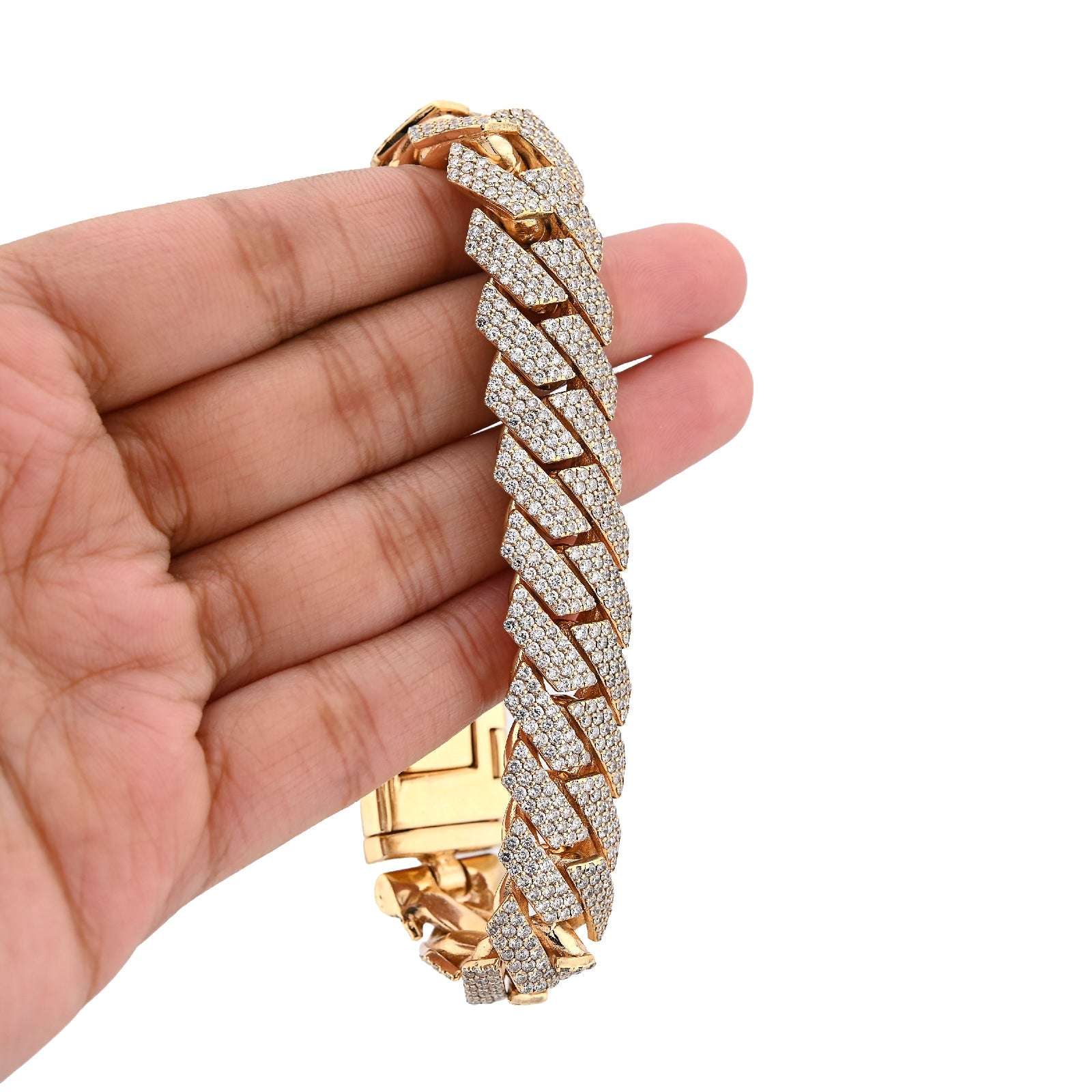 10K Yellow Gold 16.83CT Natural Diamond 92.30g 16MM Snake Cuban Link Men Bracelet 8" - Elite Jewelers - Bracelets