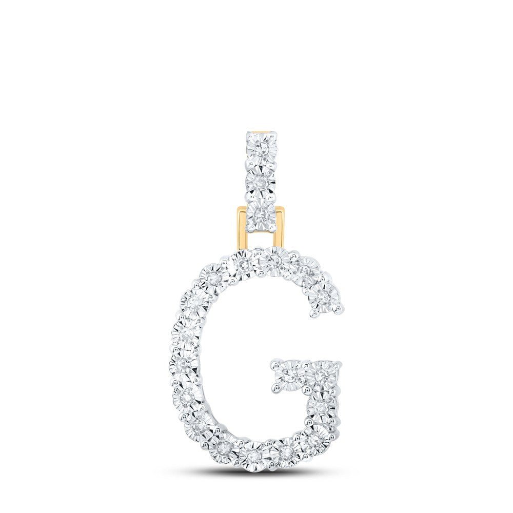 10k Yellow Gold 1.68gms 0.11CTW Natural Diamond Initial "G" Letter Pendant Charm - Elite Jewelers - Charms & Pendants