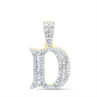 10k Yellow Gold 1.68gms 0.34CTW Natural Diamond Initial "D" Baguette Pendant - Elite Jewelers - Charms & Pendants