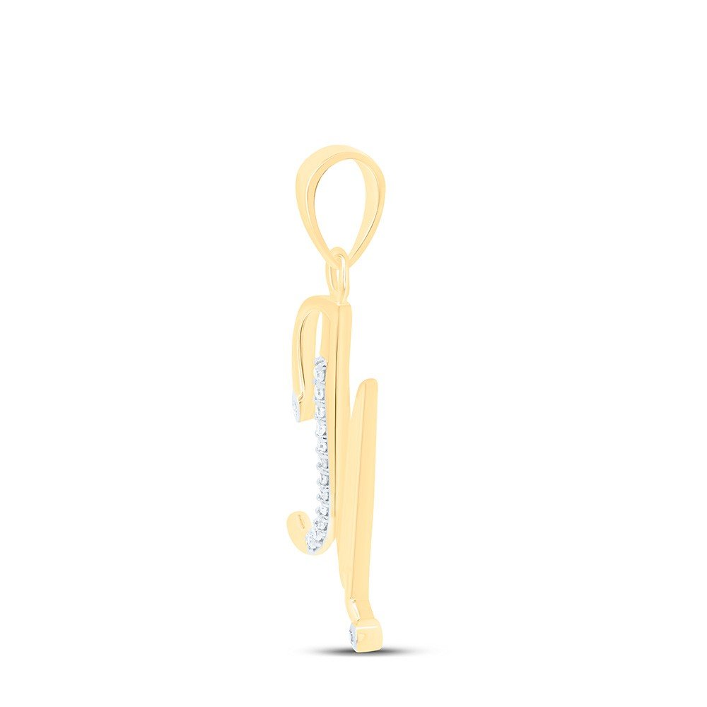 10k Yellow Gold 1.69gms 0.06CTW Natural Diamond Initial "M" Letter Pendant Charm - Elite Jewelers - Charms & Pendants