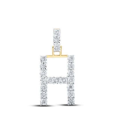 10k Yellow Gold 1.69gms 0.11CTW Natural Diamond Initial "H" Letter Pendant Charm - Elite Jewelers - Charms & Pendants