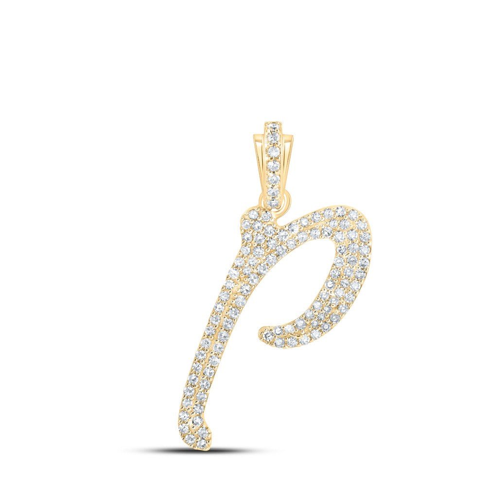 10k Yellow Gold 1.6g 0.42CTW Natural Diamond Initial "P" Pendant Alphabet Charm - Elite Jewelers - Charms & Pendants
