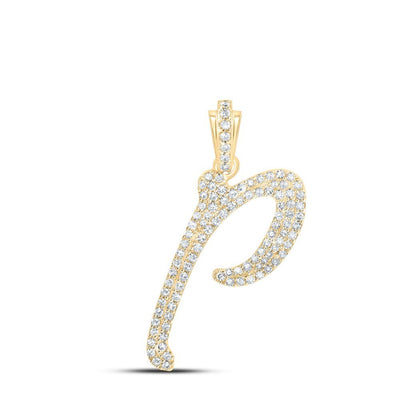10k Yellow Gold 1.6g 0.42CTW Natural Diamond Initial "P" Pendant Alphabet Charm - Elite Jewelers - Charms & Pendants