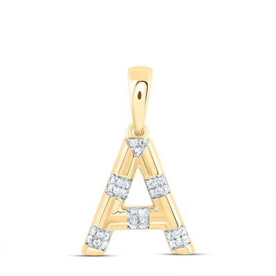 10k Yellow Gold 1.6gms 0.1CTW Natural Diamond Initial "A" Letter Pendant Charm - Elite Jewelers - Charms & Pendants