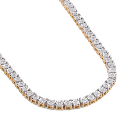 10K Yellow Gold 1.71CT 3.3MM Natural Diamond 22" Illusion Tennis Chain - Elite Jewelers-Necklaces