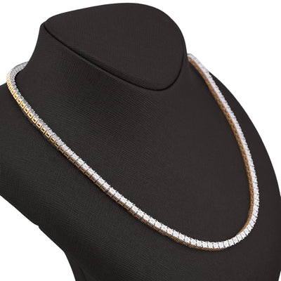 10K Yellow Gold 1.71CT 3.3MM Natural Diamond 22" Illusion Tennis Chain - Elite Jewelers-Necklaces