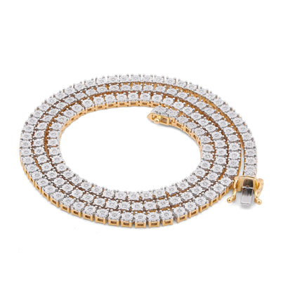 10K Yellow Gold 1.71CT 3.3MM Natural Diamond 22" Illusion Tennis Chain - Elite Jewelers-Necklaces