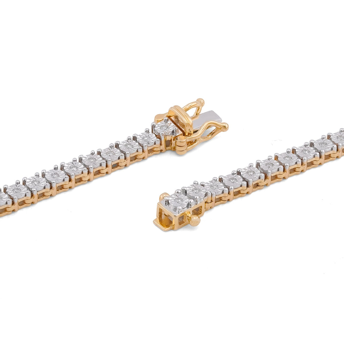 10K Yellow Gold 1.71CT 3.3MM Natural Diamond 22" Illusion Tennis Chain - Elite Jewelers-Necklaces