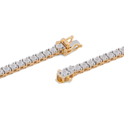 10K Yellow Gold 1.71CT 3.3MM Natural Diamond 22" Illusion Tennis Chain - Elite Jewelers-Necklaces