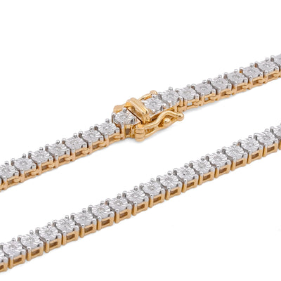 10K Yellow Gold 1.71CT 3.3MM Natural Diamond 22" Illusion Tennis Chain - Elite Jewelers-Necklaces