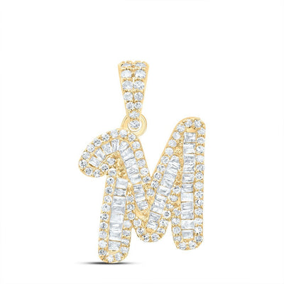 10k Yellow Gold 1.71gms 0.44CTW Natural Diamond Initial "M" Letter Pendant Charm - Elite Jewelers - Charms & Pendants